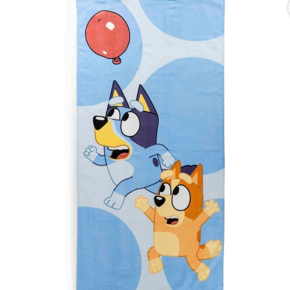 Bluey Bingo Beach Towel 100% Cotton W/ Embroidered Applique 28in x 58in- NWT